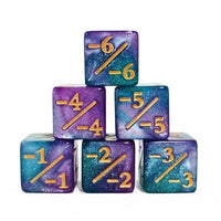 Thumbnail for 6pcs D6 16mm Dice Acrylic Counter Gold Font Blue Green Purple