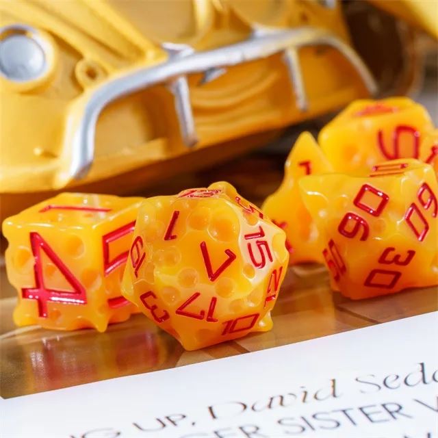 Yellow Cheese Resin -  7pcs RPG Dice Set