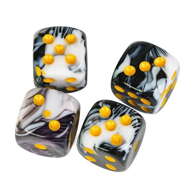 12mm White & Black Acrylic - 10pcs D6 RPG Dice Set