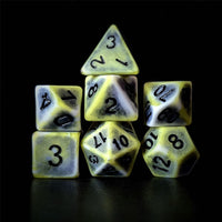 Thumbnail for Washed Yellow on White Acrylic - 7pcs RPG Full Dice Set Dark Stack