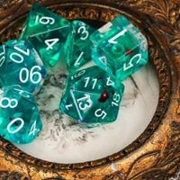 Thumbnail for 7pcs Dice Resin Swirl White Font Clear Blue Multicolour