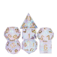 Thumbnail for Candy in Clear & White Sharp Resin - 7pcs RPG Dice Set