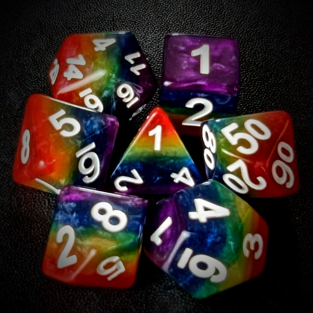 Layered Rainbow Resin - 7pcs RPG Full Dice Set