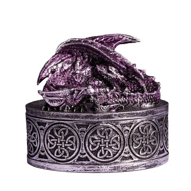 Purple Resin Sleeping Dragon - Dice Storage