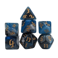 Thumbnail for Blend of Black & Blue Acrylic - 7pcs RPG Full Dice Set White Stack