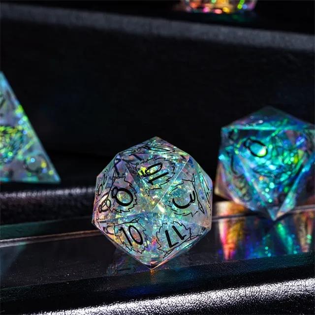 Beasts on Clear with Candy Sharp Resin - 7pcs RPG Dice Set