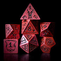 Thumbnail for 7pcs RPG Full Dice Set - Black Pattern on Pink Resin