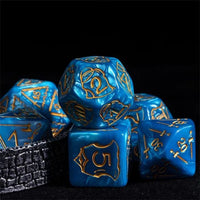 Thumbnail for Weapons on Silk Blue Acrylic - 7pcs RPG Oversized Dice Set