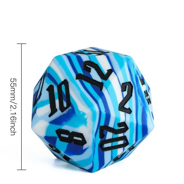 Cyan & White Layered Silicone - D20 RPG Dice