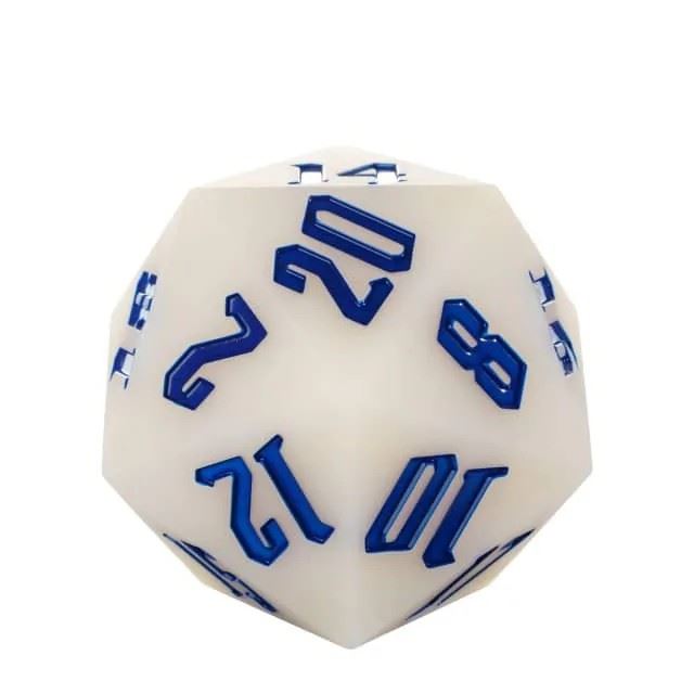 Blue on Solid White Silicone - D20 RPG Dice