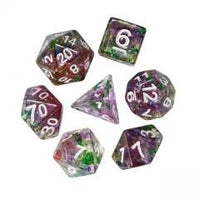 Thumbnail for 7pcs Dice Resin Swirl White Font Clear Green Purple