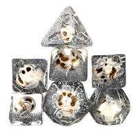 Thumbnail for Skull & Silver Glitter in Clear Resin - 7pcs RPG Full Dice Set