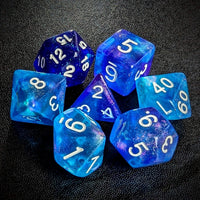 Thumbnail for Glitter in Blue & Cyan Acrylic - 7pcs RPG Full Dice Set Top