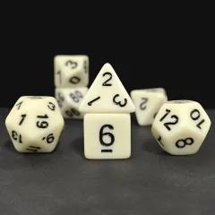 7pcs Dice Acrylic Blend Black Font Solid Ivory White
