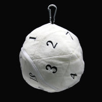 Thumbnail for White Plush D20 with Zipper - Storage Bag