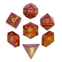Thumbnail for 7pcs Dice Gem Stone Brazilian Gold Font Red