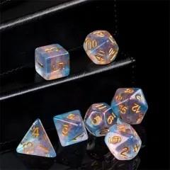 7pcs Dice Resin Layer Gold Font Transgender White Pink Blue