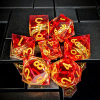 Thumbnail for Gold Ring in Red & Clear Filled Sharp Resin - 7pcs RPG Dice Set