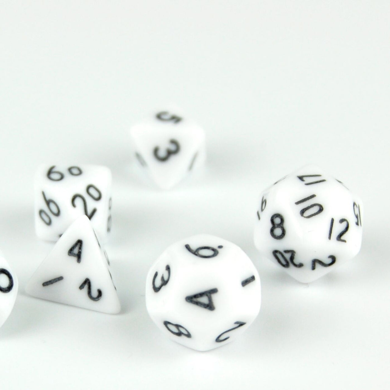 Solid White Acrylic - 7pcs RPG Mini Dice Set