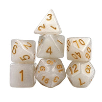 Thumbnail for Glitter in White Acrylic - 7pcs RPG Full Dice Set White Stack