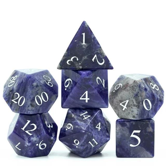 Blue Sodalite Gemstone - 7pcs RPG Dice Set