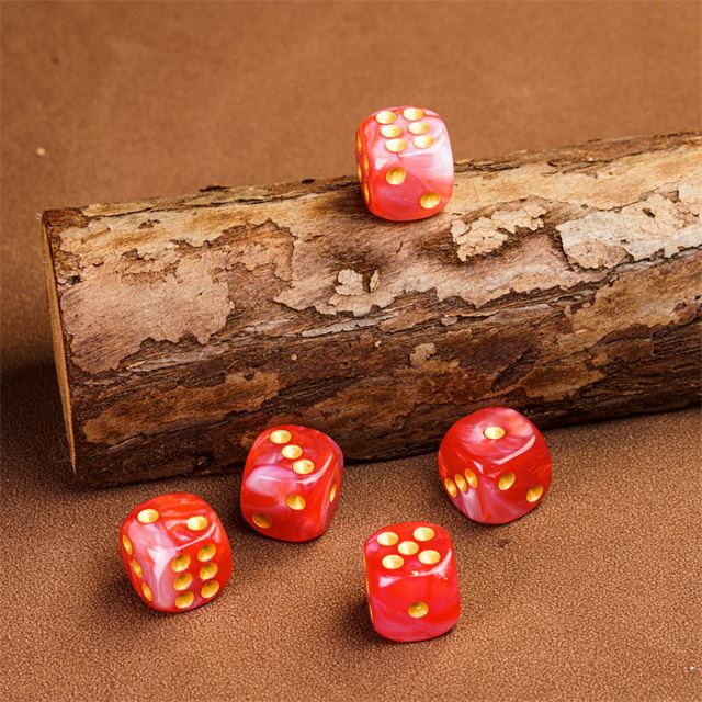 12mm White & Red Acrylic - 10pcs D6 RPG Dice Set