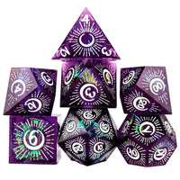 Thumbnail for Moon on Purple with White Swirl Sharp Resin - 7pcs RPG Dice Set