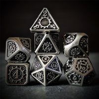 Thumbnail for Gear in Silver Metal - 7pcs RPG Dice Set