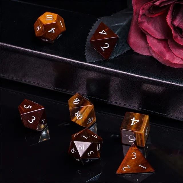 Tigers Eye Gemstone - 7pcs RPG Dice Set