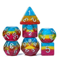 Thumbnail for 7pcs Dice Resin Layer Silver Font Pansexual Red Yellow Blue