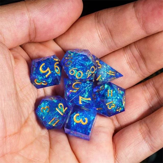 Candy in Blue Mini Sharp Resin - 7pcs RPG Dice Set