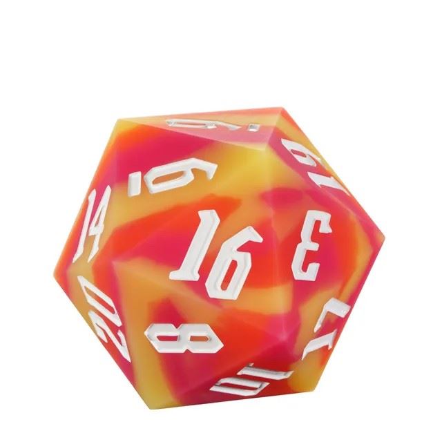 Orange & Yellow Layered Silicone - D20 RPG Dice