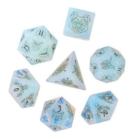 Thumbnail for Beasts on Clear Opalite Gemstone - 7pcs RPG Dice Set