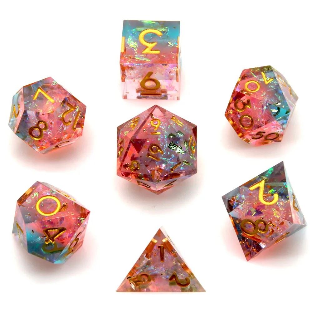 Candy in Blue & Pink Sharp Resin - 7pcs RPG Dice Set