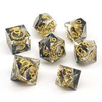 Thumbnail for Gold Ring in Black & Clear Filled Sharp Resin - 7pcs RPG Dice Set