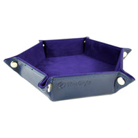 Thumbnail for Purple Velvet & Blue PU Leather - Hexagon Hard Dice Tray