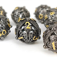 Thumbnail for 7pcs Dice Metal Hollow Mindflayer Gold Font Nickel