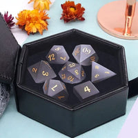 Thumbnail for Frosted Grey Cat Eye Gemstone - 7pcs RPG Dice Set