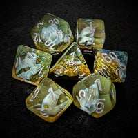 Thumbnail for Shell in Clear & Gold Resin - 7pcs RPG Full Dice Set