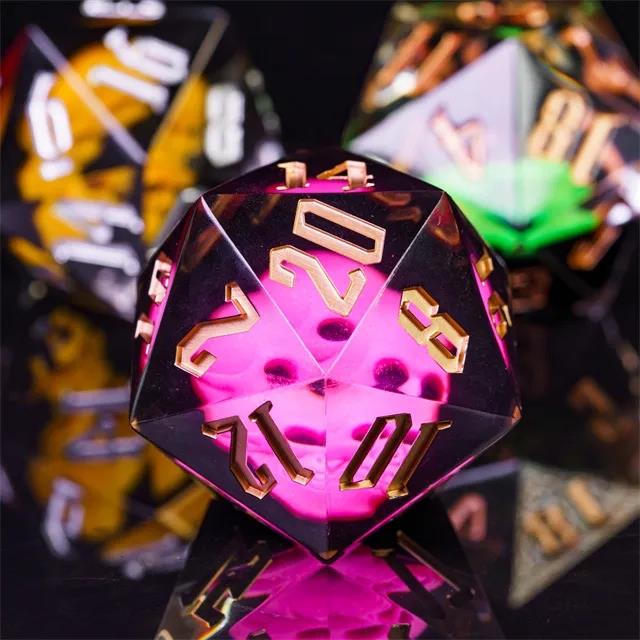 Pink Skull in Black Sharp Resin - D20 RPG Dice