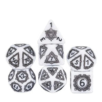 Thumbnail for 7pcs Dice Resin Pattern Dwarven Frame Black Font White