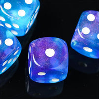 Thumbnail for 16mm White & Red Acrylic with Glitter - 6pcs D6 RPG Dice Set