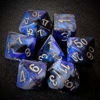 Thumbnail for Glitter in Blue & Black Resin - 7pcs RPG Full Dice Set