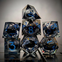 Thumbnail for Spider Ball in Clear & Black Filled Sharp Resin - 7pcs RPG Dice Set
