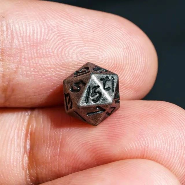 Worn Wash and Silver Dwarven Totem with Mini Dice - Pendant