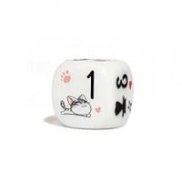 Thumbnail for 6pcs D6 16mm Dice Acrylic Printed Black Font Play Cat White