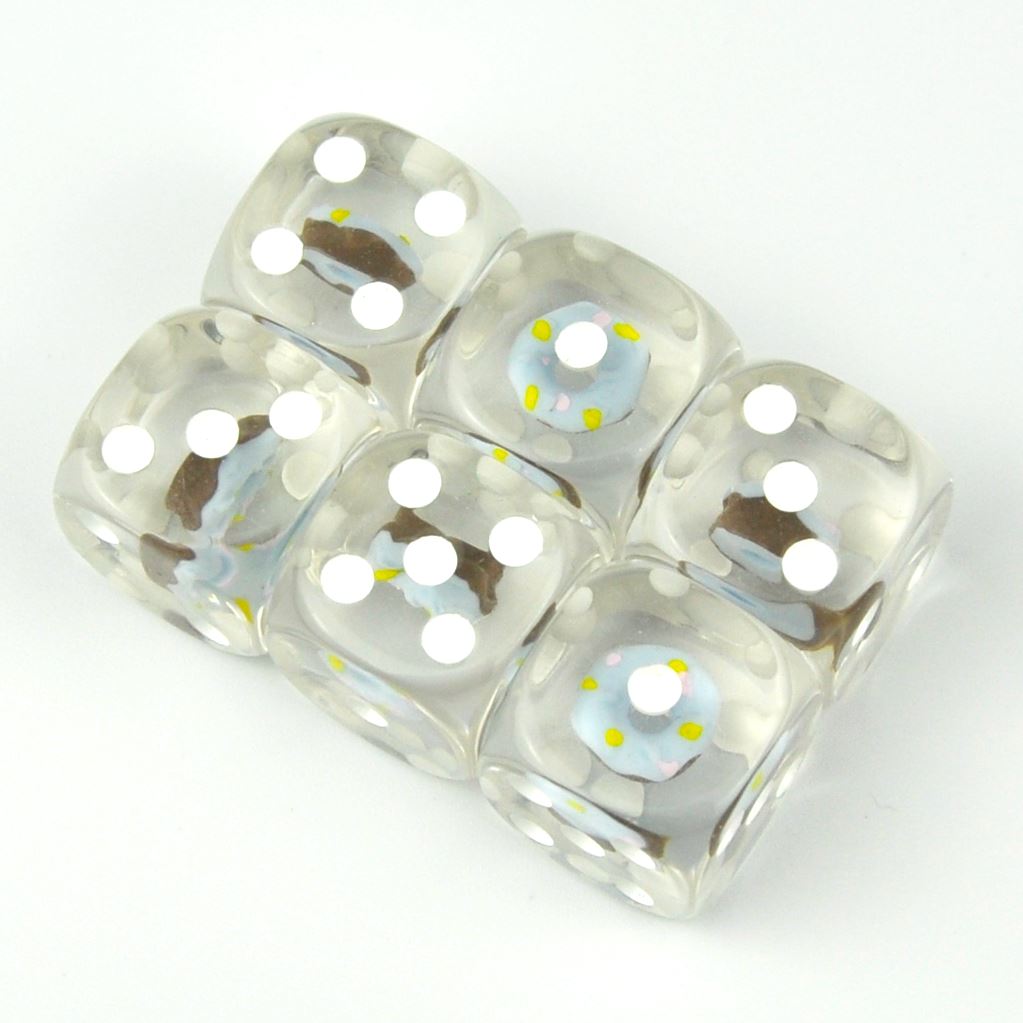 Blue Donut in Clear Resin - 6pcs D6 RPG Dice Set