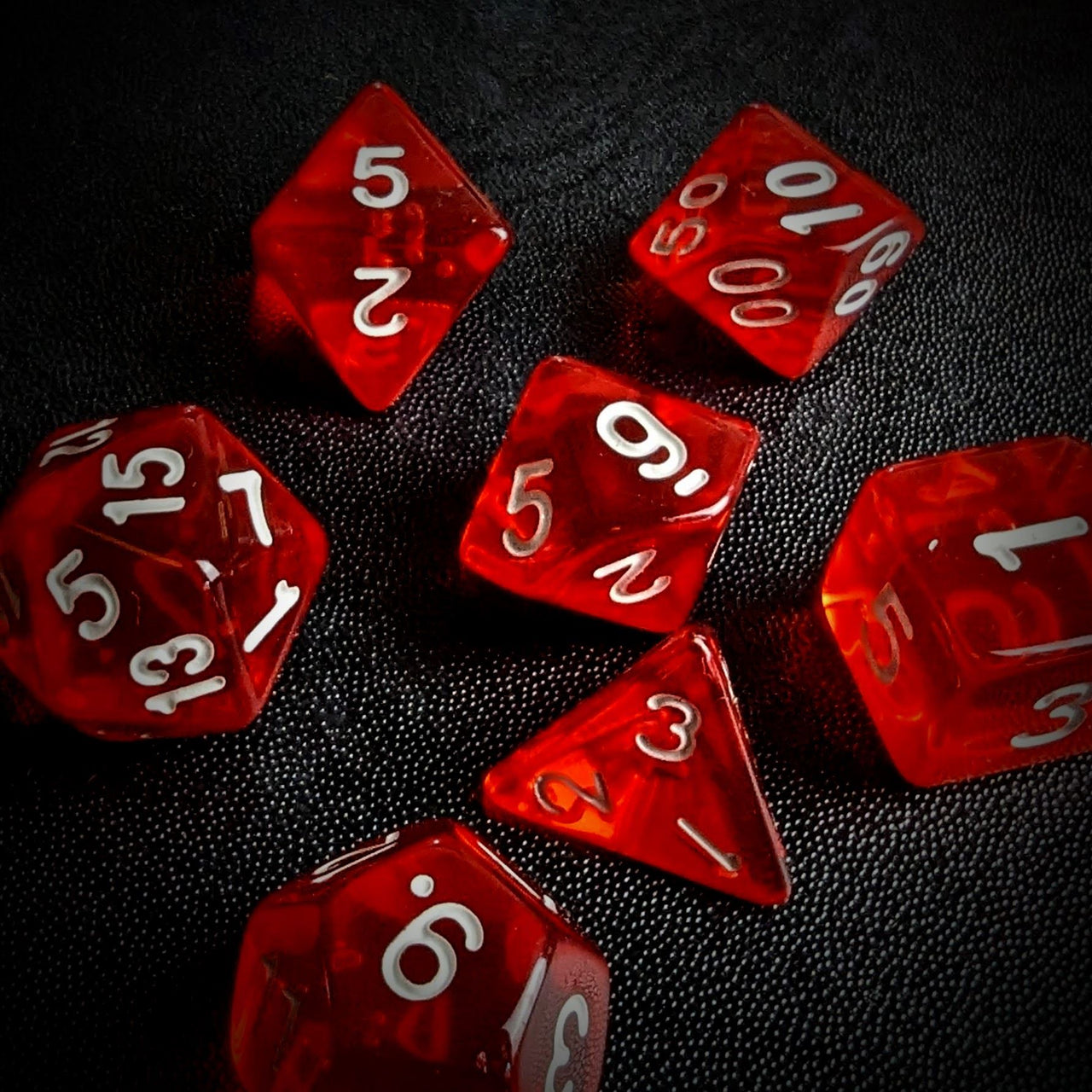 Clear Red Acrylic - 7pcs RPG Full Dice Set