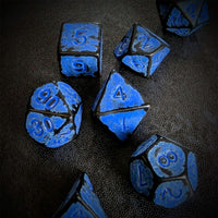 Thumbnail for Washed Blue on Black Acrylic - 7pcs RPG Full Dice Set Scatter