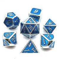 Thumbnail for Blue Enamel in Silver Metal - 7pcs RPG Dice Set